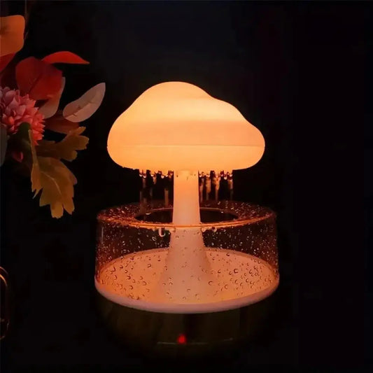 Rain Cloud Humidifier with Colorful Mushroom Lamp – USB Aromatherapy Essential Oil Diffuser & Night Light for Home Bedroom