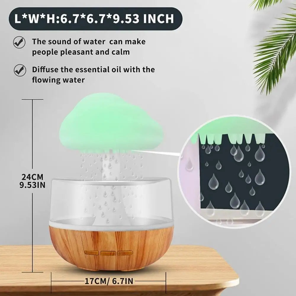 Rain Cloud Humidifier with Colorful Mushroom Lamp – USB Aromatherapy Essential Oil Diffuser & Night Light for Home Bedroom