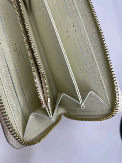 Louis Vuitton Damier Azur Zippy Zip Around Long Wallet Purse White