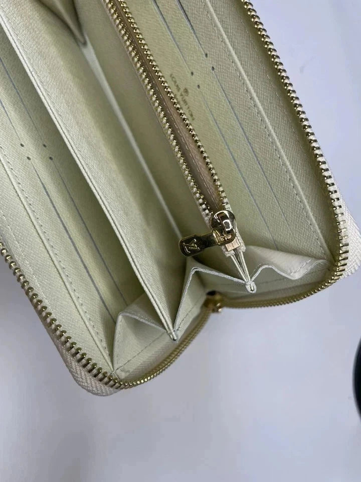 Louis Vuitton Damier Azur Zippy Zip Around Long Wallet Purse White