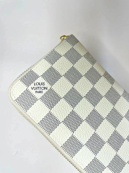 Louis Vuitton Damier Azur Zippy Zip Around Long Wallet Purse White