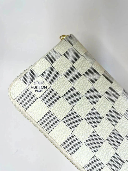 Louis Vuitton Damier Azur Zippy Zip Around Long Wallet Purse White