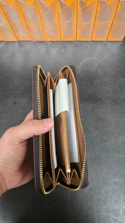 LOUIS VUITTON MONOGRAM ZIPPY WALLET ZIP AROUND LONG PURSE BROWN