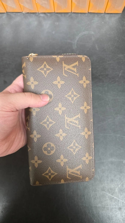 LOUIS VUITTON MONOGRAM ZIPPY WALLET ZIP AROUND LONG PURSE BROWN